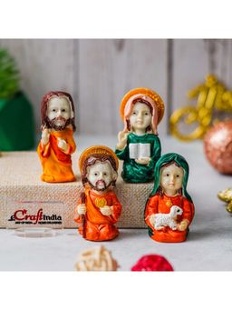 eCraftIndia - Set of 4 Resin Jesus Crib Set for Christmas Religious Christian Figurines