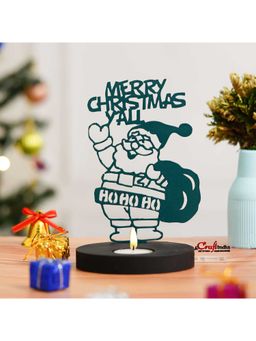 eCraftIndia - Wooden Merry Christmas All Santa Claus Showpiece Tealight Candle Holder