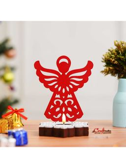 eCraftIndia - Red Wooden Fairy Showpiece Decorative Tea Light Candle Holders