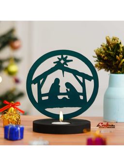 eCraftIndia - Wooden Nativity Scene Holy Family Jesus Birth Showpiece Tea Light Holder