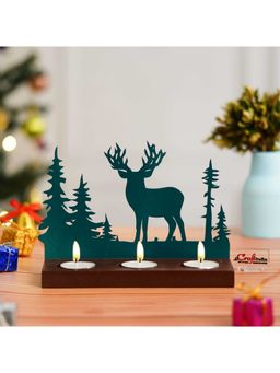 eCraftIndia - Wooden Reindeer Christmas Tree Decorative Tea Light Candle Holders