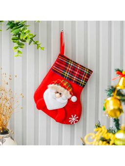 eCraftIndia - Red Merry Christmas Stocking Santa Claus Design Christmas Socks Decoration