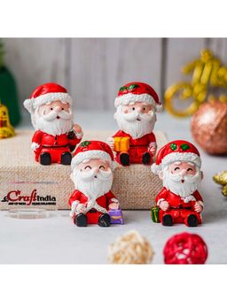 eCraftIndia - Small Santa Claus Christmas Figurines Toys (Pack of 4)
