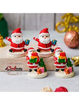 eCraftIndia - Small Santa Claus with gifts Christmas Figurines Toys (Pack of 4)
