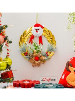 eCraftIndia - Santa Claus Artificial Flowers Decorative Christmas Wreath For Front Door