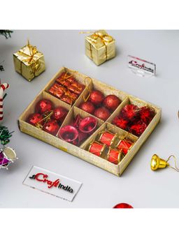 eCraftIndia - Red Christmas Gifts Balls Bells Drums- 24Pcs