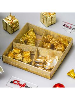 eCraftIndia - Golden Christmas Gifts Bells Ribbons Drums- 20 Pcs