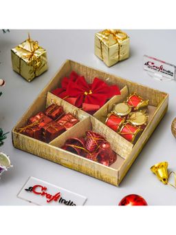 eCraftIndia - Red Christmas Gifts Bells Ribbons Drums- 20 Pcs