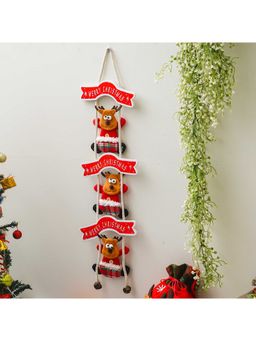 eCraftIndia - Merry Christmas Reindeer Climbing on Rope Christmas Hanging Ornament Props