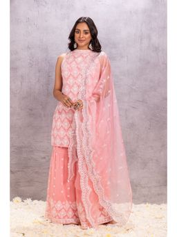 SEW - Pink Blush Sequence Embroidered Kurti with Sharara and Dupatta (Set of 3)