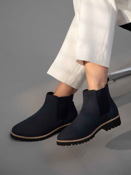 Yoho - Navy Blue Comfortable & Casual Chelsea Boots for Women