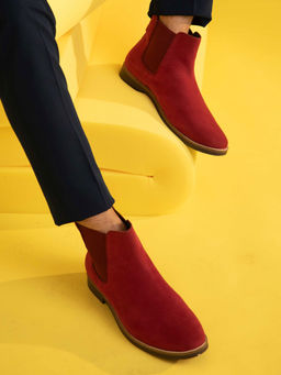 Yoho - Men Comfortable & Stylish Chelsea Boots Burgundy