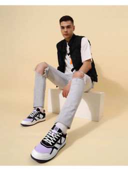 Yoho - Colored Suede Comfortable & Lightweight Lavender & Black Sneakers