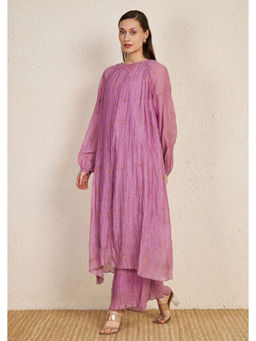 NUHH - Lavender Chanderi Loose Kurta with Palazzo & Cami