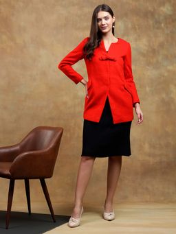 KOTTY - Womens Woollen Classic Solid Red Wintercoat