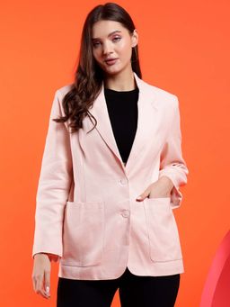 KOTTY - Womens Versatile Solid Pink Blazer