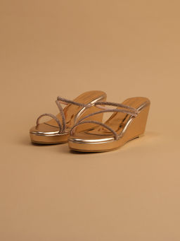 ERIDANI - Embellished Rosegold Jinie Wedges
