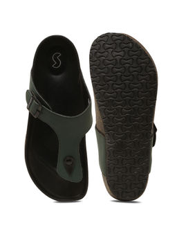 SOLETHREADS - Pharaoh Olive Solid T-Strap Men Flipflops