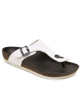SOLETHREADS - Pharaoh White Solid T-Strap Men Flipflops