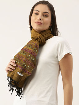 ArtEastri - Brown Khesh Kantha Cotton Stole