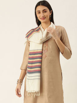 ArtEastri - Cream Chevron Eri Silk Stole