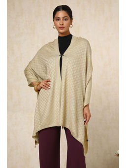 Soch - Women's Beige Acrylic Woven Design Shawl