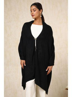 Soch - Women's Black Acrylic Woven Design Shawl