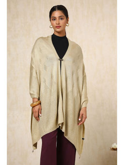 Soch - Women's Beige Acrylic Woven Design Shawl