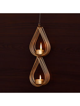 eCraftIndia - Decorative Handcrafted Metal Hanging Tea Light Holder For 2 Tea Lights