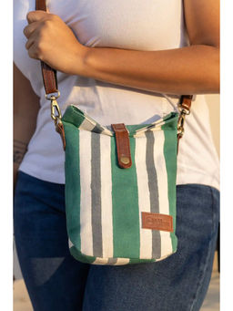 NILAM INDIA - Hand Block Printed Green Arya Sling Bag