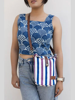 NILAM INDIA - Hand Block Printed Purple Arya Sling Bag