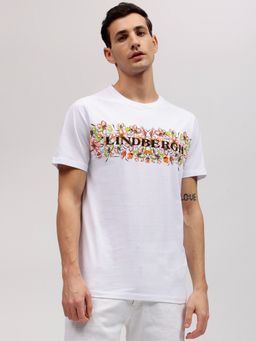 LINDBERGH - Men White Floral Print Round Neck Short Sleeves T-Shirt