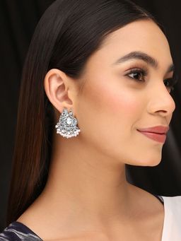 Priyaasi - Tribal Elegance with Peacock-Shaped Pearl Drop Earrings