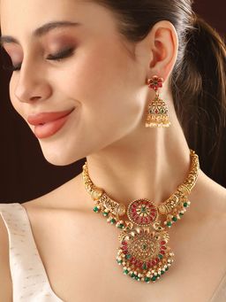 Priyaasi - An Exquisite Temple -Style Jewellery Set with Bhutta Earrings
