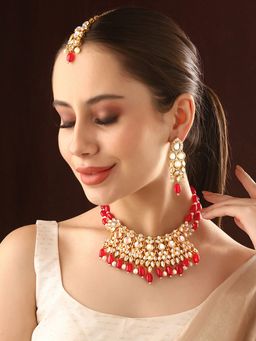 Priyaasi - The Combo Of Radiant Rubies and Elegant Kundan Jewellery Set