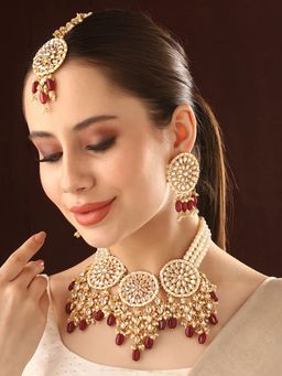Priyaasi - An Infinite Of Glamour Maroon Collection Of Jewellery Set