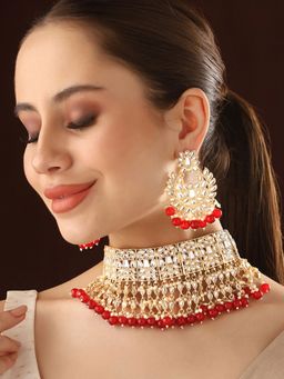 Priyaasi - Ethereal Kundan and Rubies Choker Set with Earrings