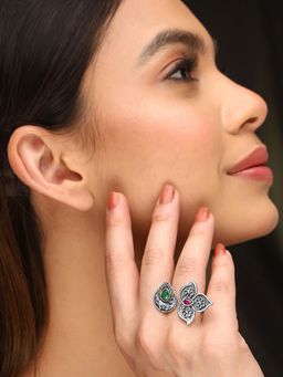 Priyaasi - Multi-Color Exquisite Moon and Floral Ring