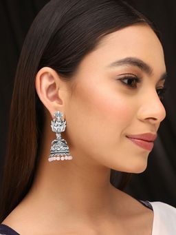 Priyaasi - Temple Style Pink Pearls Jhumkas