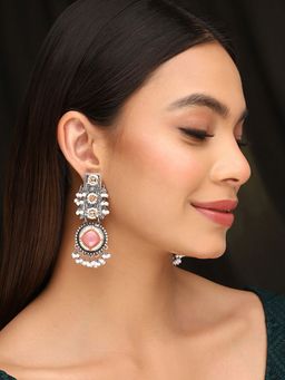 Priyaasi - Pink Crafting Temple Model Pearls and Exquisite Earrings