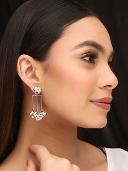 Priyaasi - Silver Plated Pearls Drop Earrings