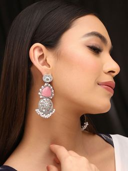 Priyaasi - Dusty Pink Pearl Elegance Drop Earrings