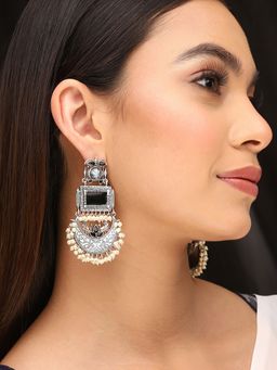 Priyaasi - Chic Harmony Black Chandbali Adorned with Pearls