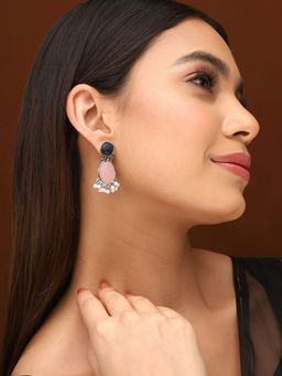 Priyaasi - Elegant Drop Earrings Featuring Pink Stones