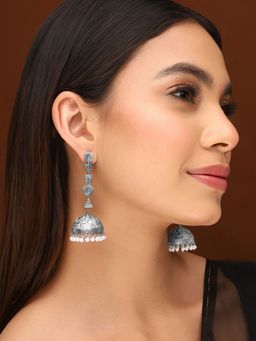 Priyaasi - Rustic Elegance shapes White Jhumkas