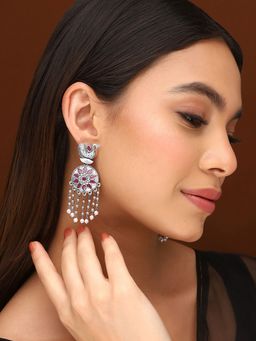 Priyaasi - Oxidized Charm in Droplet Form Pink Earrings