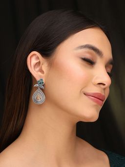 Priyaasi - Oxidized Style with Stunning Drop Green Earrings