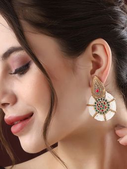 Priyaasi - Drop Shape Matte Temple Earrings
