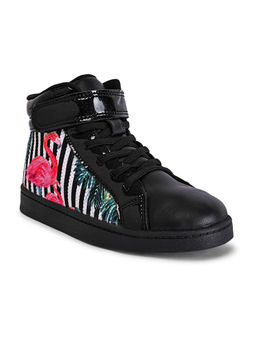 KazarMax - Boys And Girls Flamingo Printed Ankle Length Shoes In Black