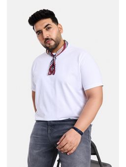 Snitch - White Solid Half Sleeves Regular Casual T-Shirt